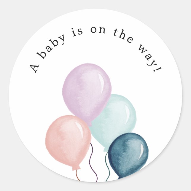 Balloons Baby Shower Round Sticker (Front)