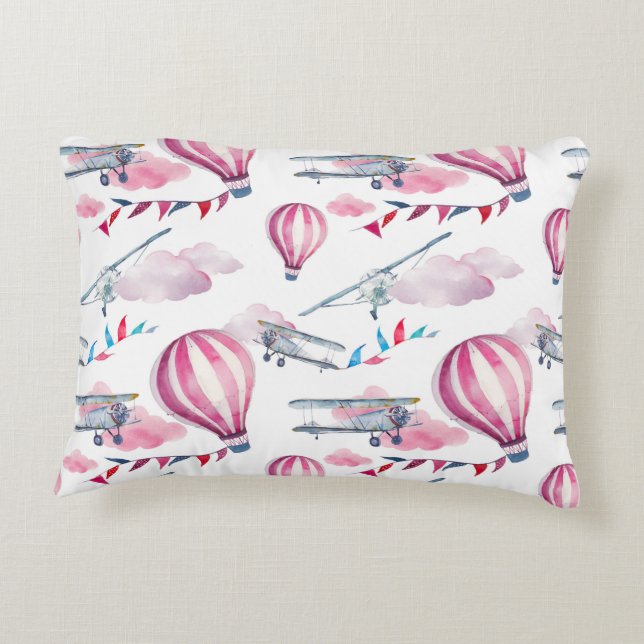 Balloons & Biplanes Accent Pillow (Back)