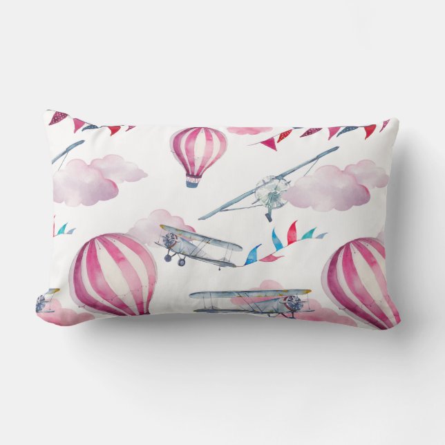 Balloons & Biplanes Lumbar Pillow (Front)