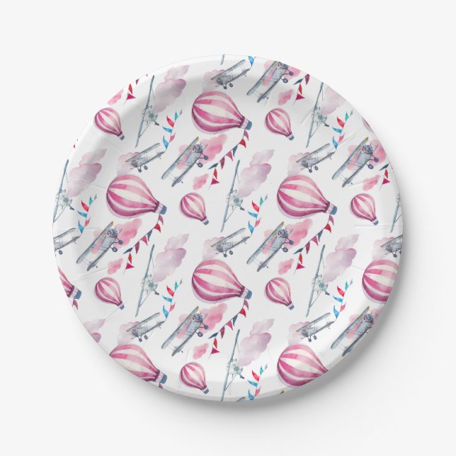 Balloons & Biplanes Paper Plate (Front)