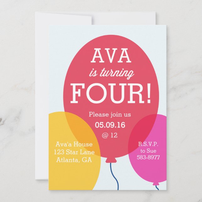 Balloons Birthday Invitation (Front)