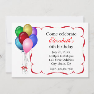Balloons Birthday Party Invitation