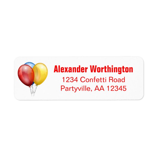 Balloons Birthday Red Address (Front)