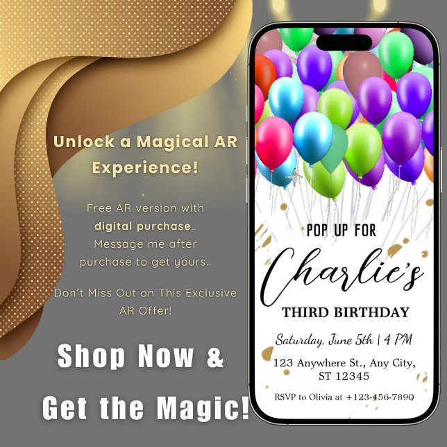 Balloons Birthday with Augmented reality AR  Invitation (Creator Uploaded)