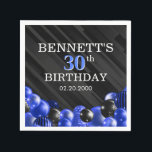 Balloons Black Blue Birthday Napkins<br><div class="desc">Bunches and bunches of balloons—this design just doesn't hold back! Featuring bold numbers and elegant typography in a space that's literally overflowing with balloons, this design is an instant party-starter. The blue and black colour scheme and retro typography set a classic, stylish tone for your event. Perfect for the modern...</div>