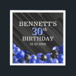 Balloons Black Blue Birthday Napkins<br><div class="desc">Bunches and bunches of balloons—this design just doesn't hold back! Featuring bold numbers and elegant typography in a space that's literally overflowing with balloons, this design is an instant party-starter. The blue and black colour scheme and retro typography set a classic, stylish tone for your event. Perfect for the modern...</div>