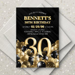 Balloons Black Gold 30th Birthday Invitation<br><div class="desc">Bunches and bunches of balloons—this design just doesn't hold back! Featuring bold numbers and elegant typography in a space that's literally overflowing with balloons, this design is an instant party-starter. The gold and black colour scheme and retro typography set a classic, stylish tone for your event. Perfect for the modern...</div>