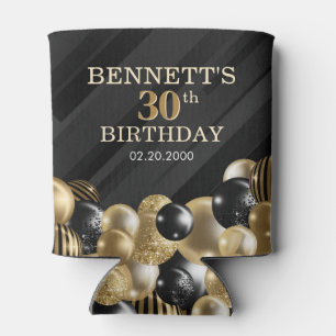 Balloons Black Gold Can Cooler