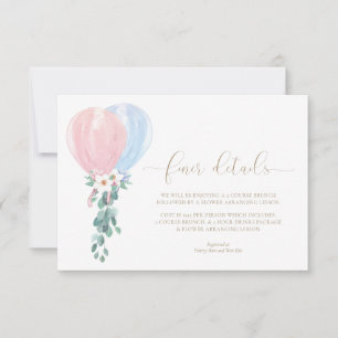 Balloons bleu rose Baby shower Détails de la carte