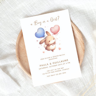 Balloons Bunny Genre Révélation Invitation de la p