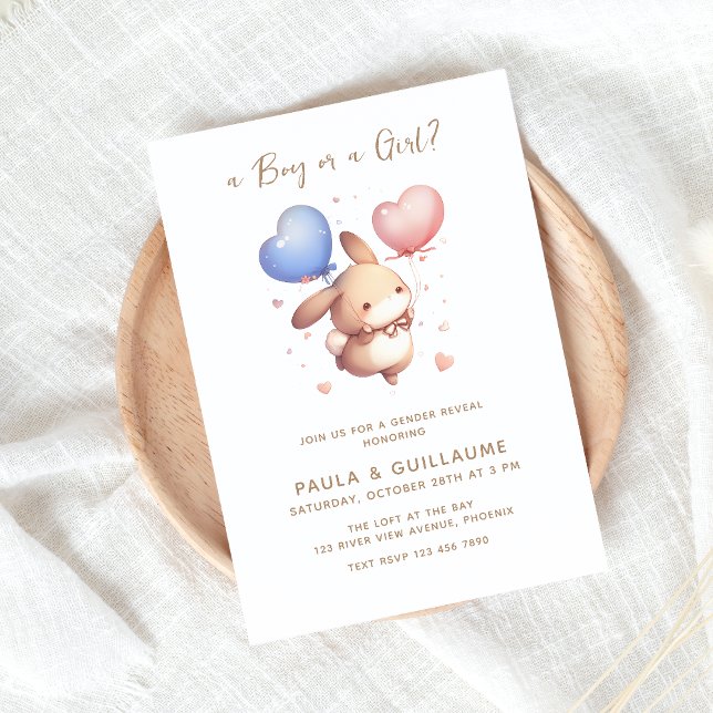 Balloons Bunny Genre Révélation Invitation de la p (Créateur téléchargé)