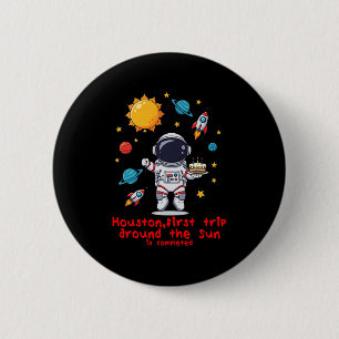 Balloons Cake And Candles Perfect One Year Old Cel 2 Inch Round Button