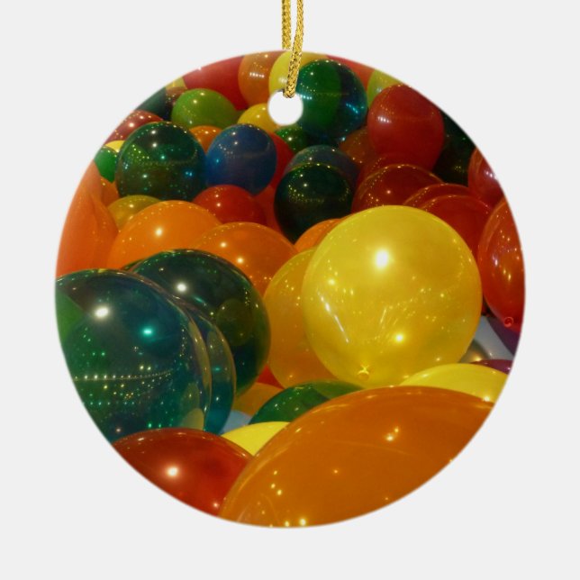 Balloons Colorful Party Design Ceramic Ornament (Front)