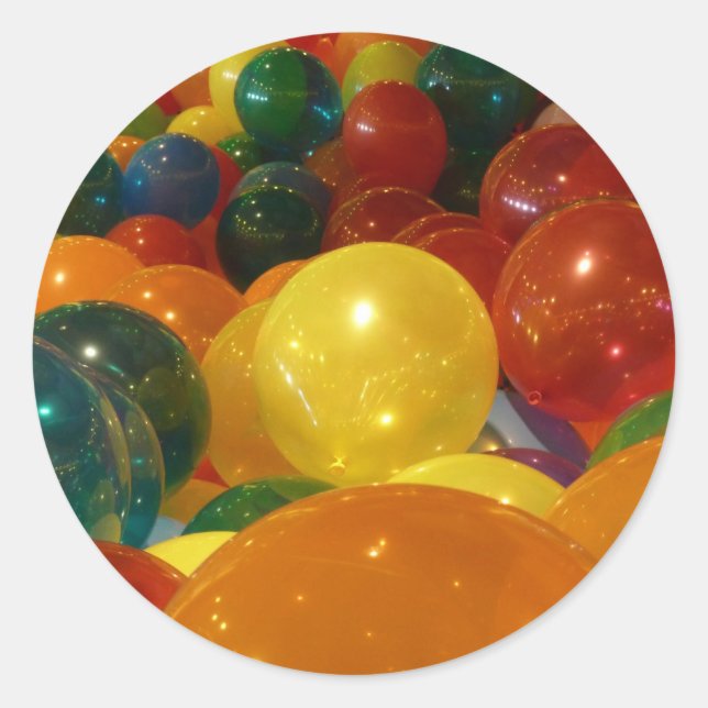 Balloons Colourful Party Design Classic Round Sticker (Front)