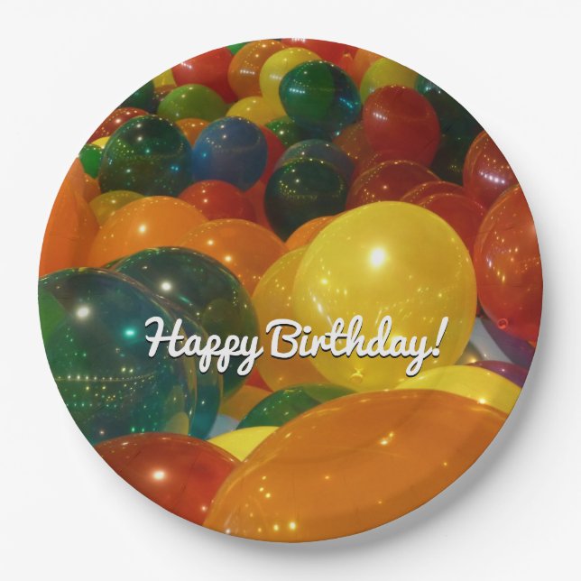 Balloons Colourful Party Design Paper Plate (Front)