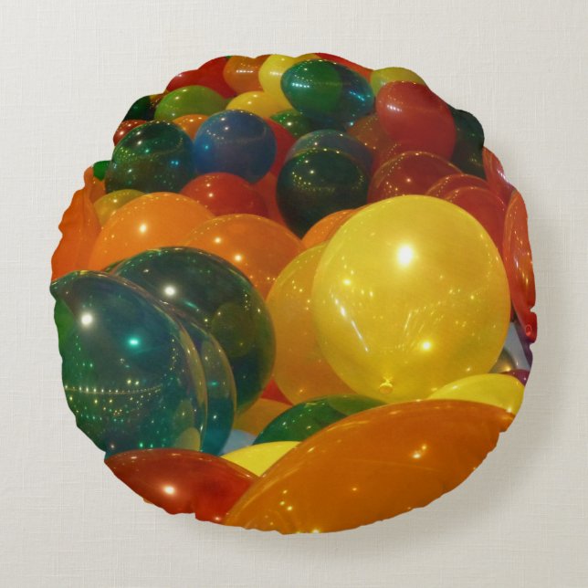 Balloons Colourful Party Design Round Pillow (Front)