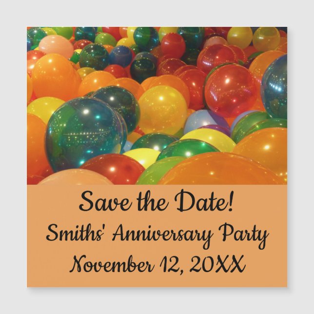 Balloons Colourful Party Design Save the Date (Front)