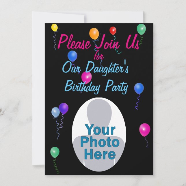 Balloons Custom Birthday Invite (Front)