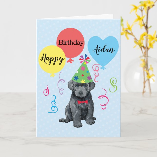 Balloons d'anniversaire Bouvier des Flandres Carte (Fleur jaune)