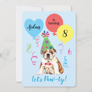 Balloons de fête d'anniversaire Bulldog Invitation