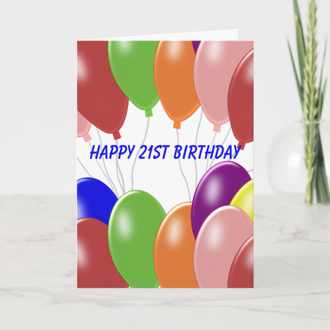Balloons Design Personalised 21st Birthday Card (Front)