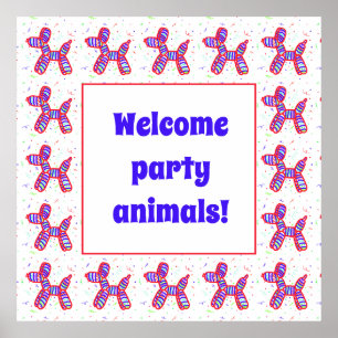 Balloons Dogs Party Poster