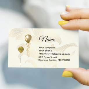 Balloons d'or et Carte de visite de fleurs