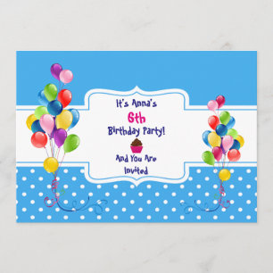 Balloons & Dots Child's Birthday Party Invitation