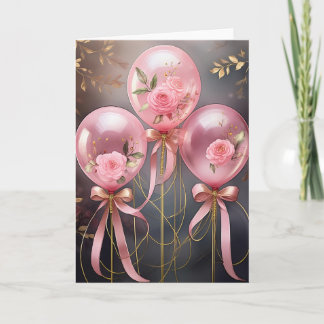 Balloons et Roses, Carte de vœux pliée 5" x 7"