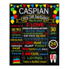 Balloons first birthday chalkboard sign poster 233