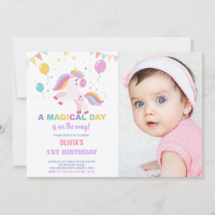 Balloons Flags Unicorns Birthday Invitations photo