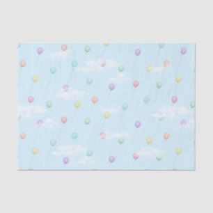 Balloons Flying in Blue Sky With Clouds Tissue Paper
