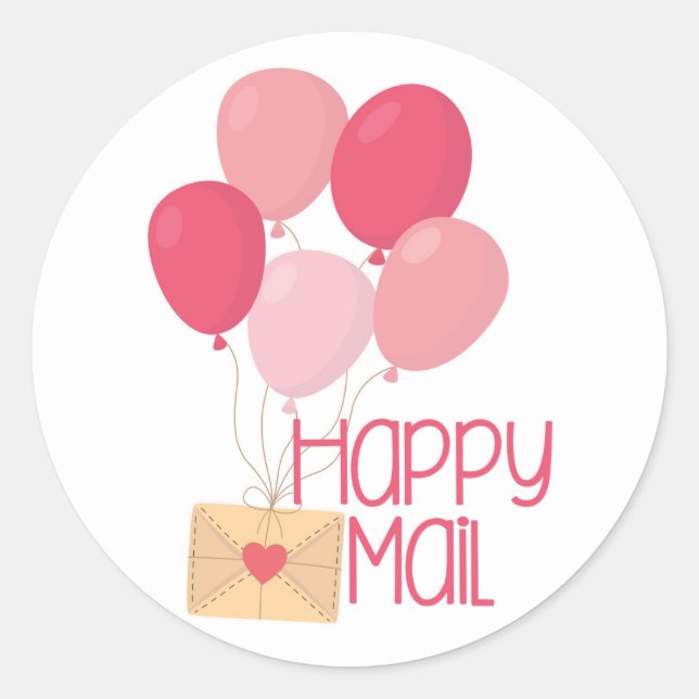Balloons Happy Mail Small Business Sticker (Front)