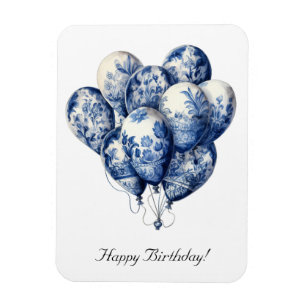 Balloons in Delft Blue, customizable  Magnet