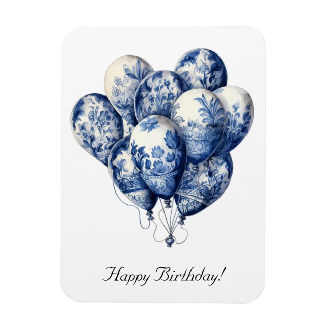 Balloons in Delft Blue, customizable  Magnet (Vertical)
