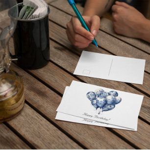Balloons in Delft Blue customizable Postcard