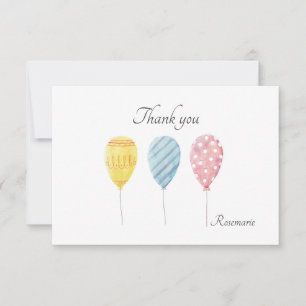 Balloons in Watercolor Thank You Card