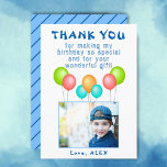 Balloons Kids Birthday Photo  Thank You Card<br><div class="desc">Balloons Kids Birthday Photo Thank You Card. Thank you balloon birthday card for the children`s birthday party. This design comes with balloons in red,  blue,  pink and green colors. Personalize the card with your child`s name,  thank you message and photo.</div>