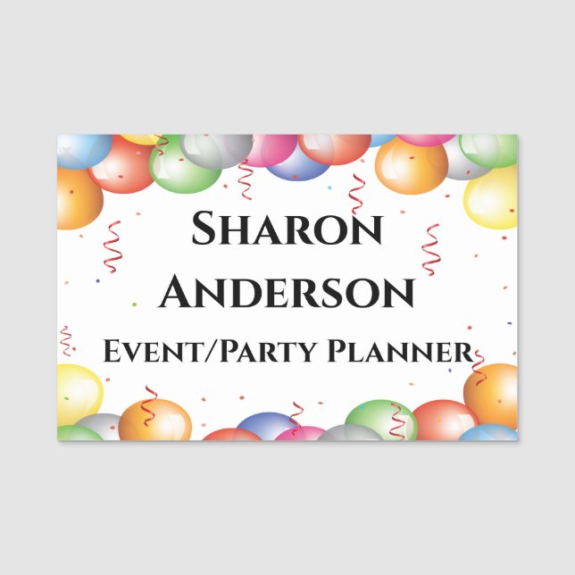 Balloons Party Celebration Design Name Tag (Front)