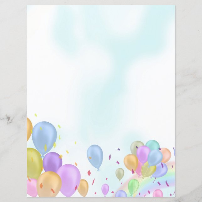 Balloons Pastel Paper Sheet (Front)