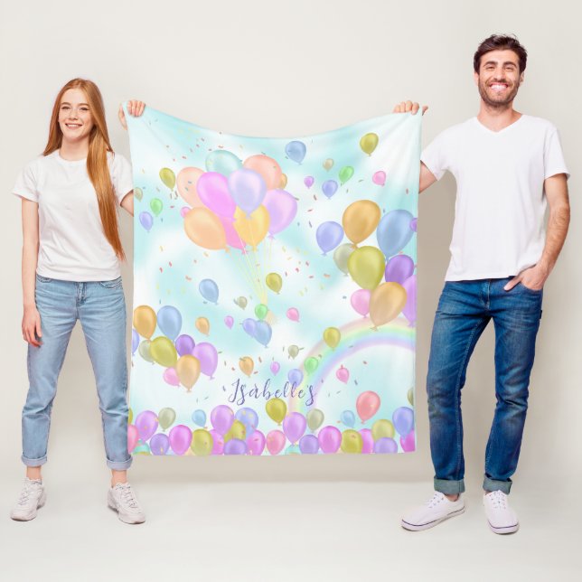 Balloons Pastel Towel Fleece Blanket (In Situ)