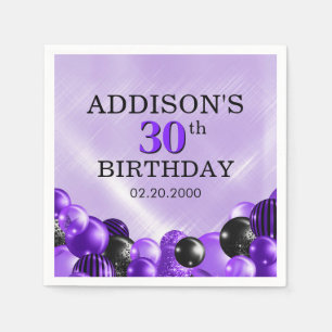 Balloons Purple Birthday Napkin