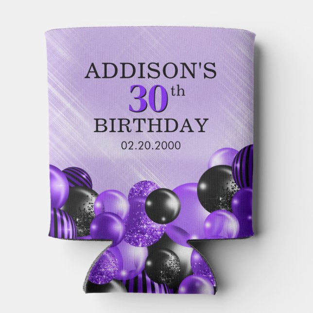 Balloons Purple Can Cooler (Back)