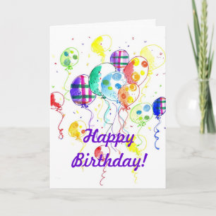 Balloons Rainbow Party Celebrate Confetti Card