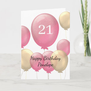 Balloons rose et or 21e carte d'anniversaire