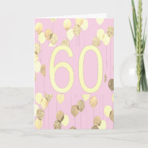 Balloons rose et or 60e carte d'anniversaire