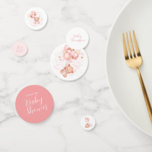 Balloons roses Baby shower Ours en Teddy Confetti