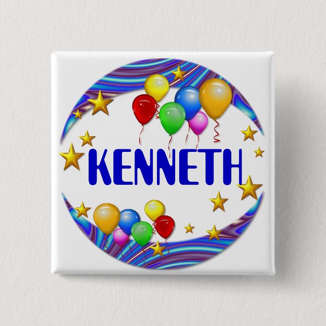 Balloons & Stars  ~  Name Button (Front)