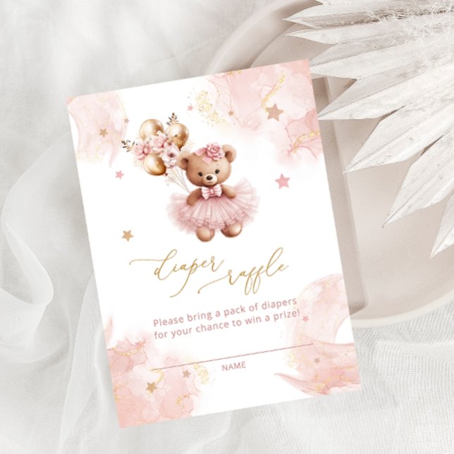 Balloons Teddy Bear Diaper Raffle Tickets Enclosure Card (Creator Uploaded)