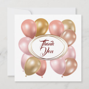Balloons. Thank You card. Personalize.  Card